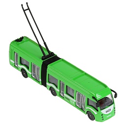 Модель Троллейбус с резинкой 19 см двери открываются инерционная металлическая (Технопарк, SB-18-11-GN-WB NO IC) - миниатюра